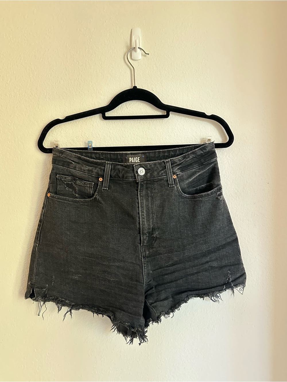 PAIGE Dani High-Rise Black Denim Shorts